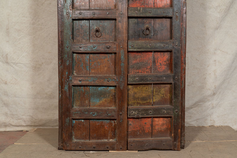 Biscottini Porta portone in legno massello e ferro da interno o da esterno vecchia e antica medievale scorrevole