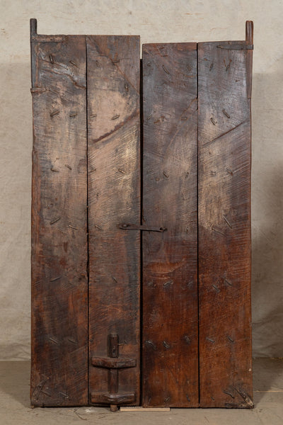 Biscottini Porta portone in legno massello e ferro da interno o da esterno vecchia e antica medievale scorrevole