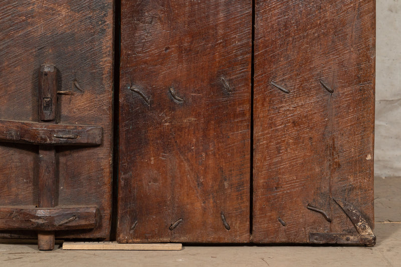 Biscottini Porta portone in legno massello e ferro da interno o da esterno vecchia e antica medievale scorrevole