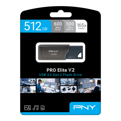 PNY PRO Elite V2 unit flash USB 512 GB USB tipo A 3.2 Gen 2 [3.1 Gen 2] Nero (PRO ELITE V2 USB 3.2 512GB - USB STICK)