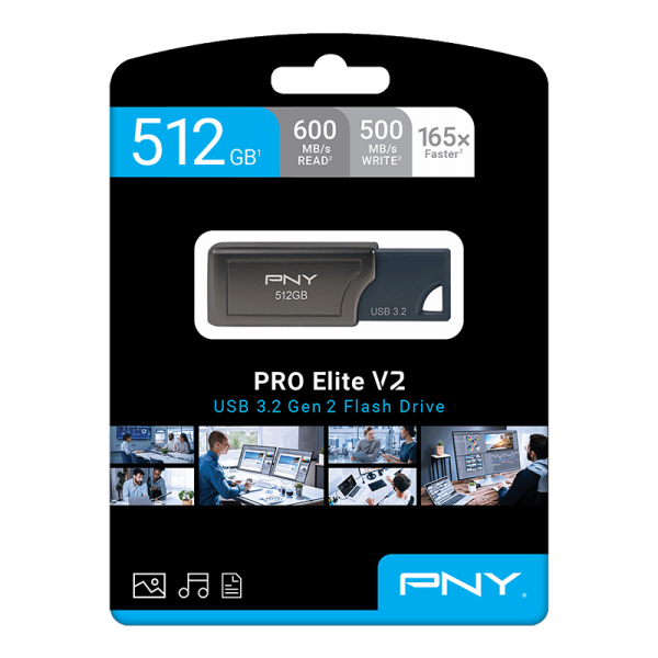 PNY PRO Elite V2 unit flash USB 512 GB USB tipo A 3.2 Gen 2 [3.1 Gen 2] Nero (PRO ELITE V2 USB 3.2 512GB - USB STICK)