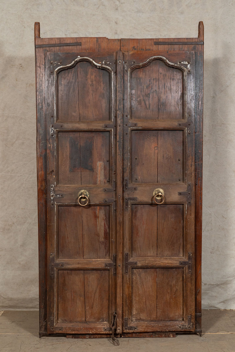 Biscottini Porta portone in legno massello e ferro da interno o da esterno vecchia e antica medievale scorrevole