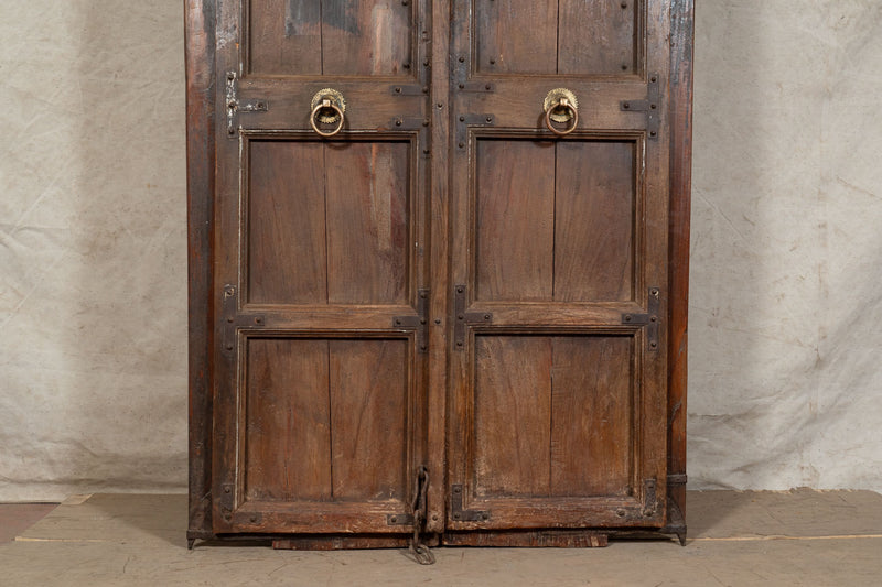 Biscottini Porta portone in legno massello e ferro da interno o da esterno vecchia e antica medievale scorrevole