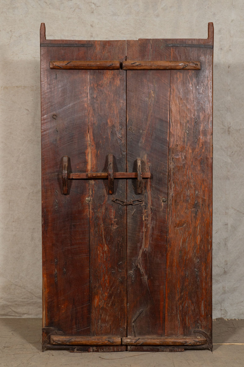 Biscottini Porta portone in legno massello e ferro da interno o da esterno vecchia e antica medievale scorrevole