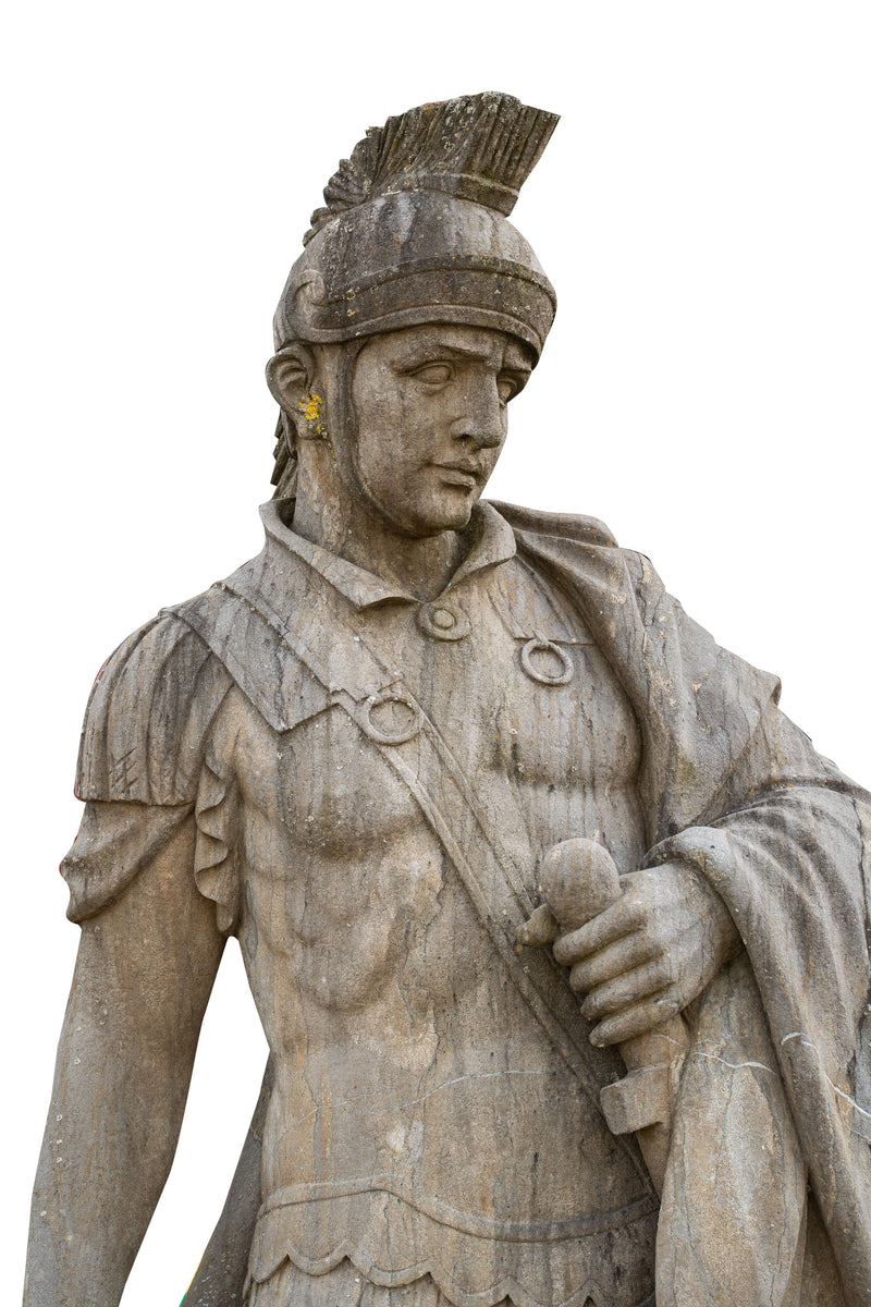 Biscottini Coppia di centurioni in Pietra con Base L80xPR60xH280 cm Splendida statue