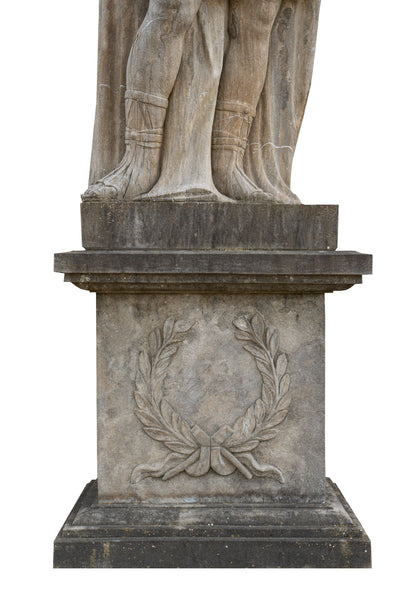 Biscottini Coppia di centurioni in Pietra con Base L80xPR60xH280 cm Splendida statue