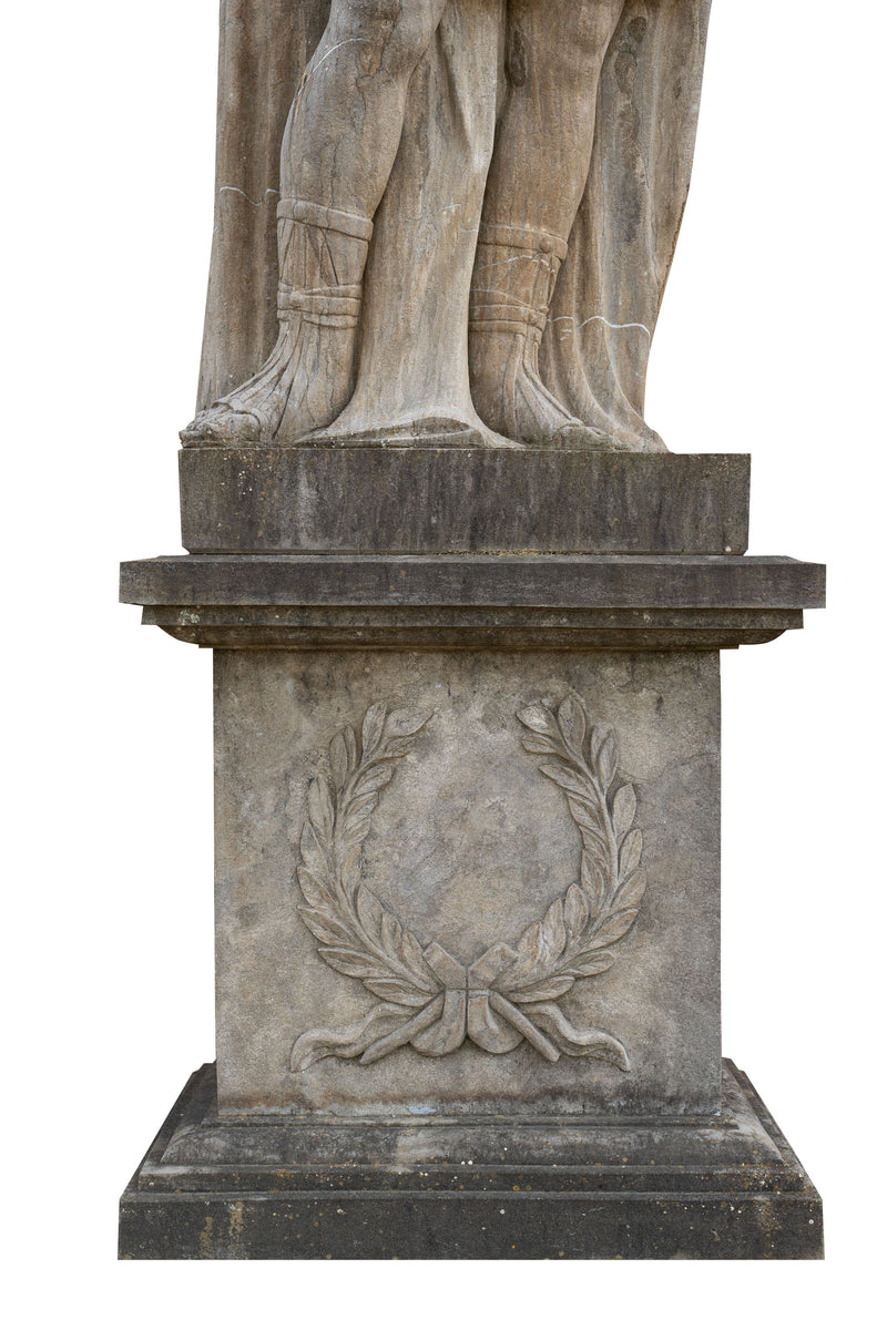 Biscottini Coppia di centurioni in Pietra con Base L80xPR60xH280 cm Splendida statue