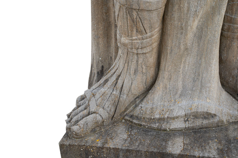 Biscottini Coppia di centurioni in Pietra con Base L80xPR60xH280 cm Splendida statue