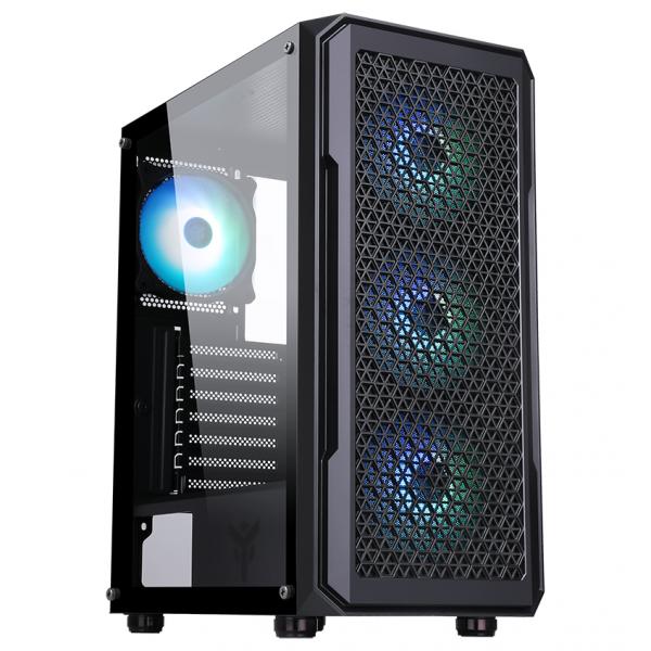 Case SIX TRIANGLE - Gaming Middle Tower- 4x12cm ARGB fan- USB3- Side Panel Temp Glass