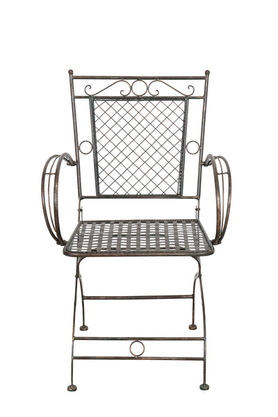 Biscottini Sedia poltrona con braccioli in ferro battuto finitura ruggine anticata 60x51x96 cm