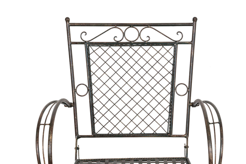 Biscottini Sedia poltrona con braccioli in ferro battuto finitura ruggine anticata 60x51x96 cm