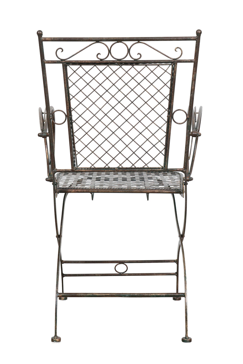 Biscottini Sedia poltrona con braccioli in ferro battuto finitura ruggine anticata 60x51x96 cm