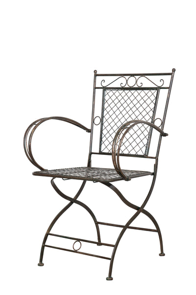 Biscottini Sedia poltrona con braccioli in ferro battuto finitura ruggine anticata 60x51x96 cm