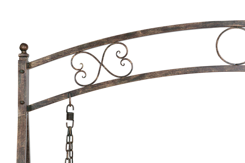 Biscottini Dondolo a tre posti in ferro battuto finitura ruggine anticata Molto stabile