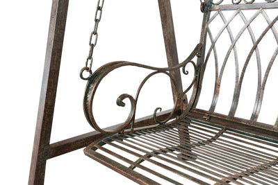 Biscottini Dondolo a tre posti in ferro battuto finitura ruggine anticata Molto stabile