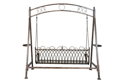 Biscottini Dondolo a tre posti in ferro battuto finitura ruggine anticata Molto stabile