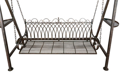 Biscottini Dondolo a tre posti in ferro battuto finitura ruggine anticata Molto stabile