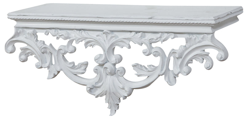 Biscottini MENSOLA A MURO IN LEGNO FINITURA BIANCA ANTICATA L46XPR17XH22 CM MADE IN ITALY