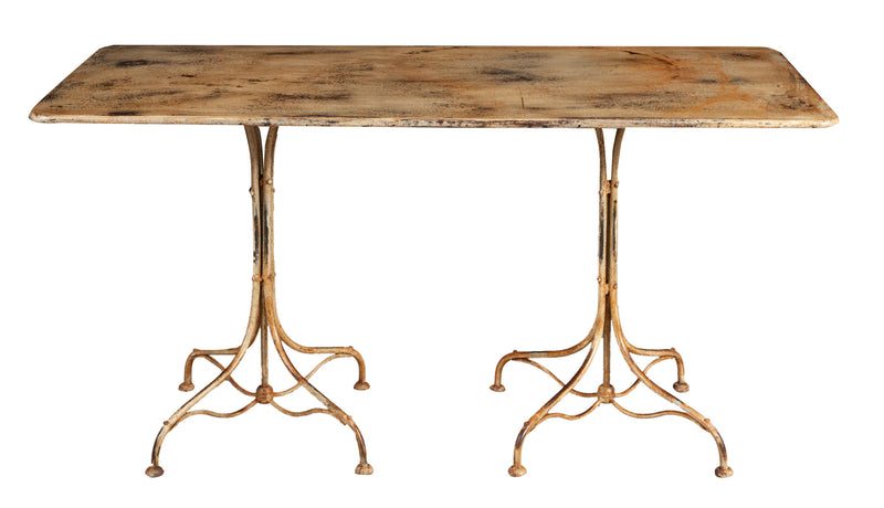 Biscottini TAVOLO IN FERRO BATTUTO FINITURA CREMA ANTICATA dimensioni lunghezza profondità