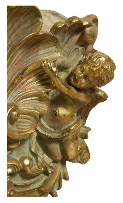 Biscottini Acquasantiera in resina finitura oro anticato L34xPR15,5xH39 cm