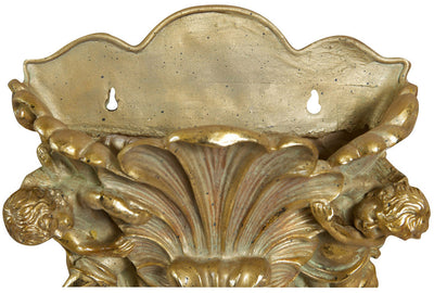 Biscottini Acquasantiera in resina finitura oro anticato L34xPR15,5xH39 cm