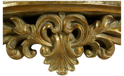 Biscottini Mensola in legno finitura foglia oro anticato Made in Italy L45xPR12,5xH14 cm