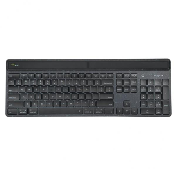 Targus EcoSmart AKB868UK tastiera Universale Bluetooth QWERTY Inglese UK Nero (Targus EcoSmart - Keyboard - sustainable energy harvesting - antimicrobial - backlit - wireless - Bluetooth 5.0 - QWERTY