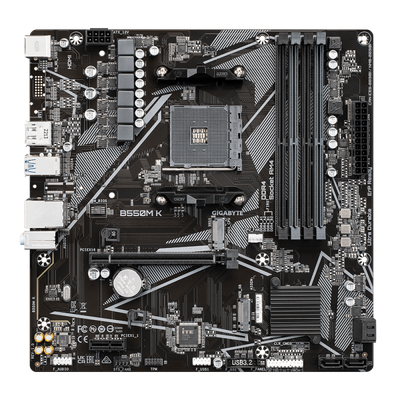 Gigabyte B550M K - 1.0 - scheda madre - micro ATX - Socket AM4 - chipset AMD B550 - USB 3.2 Gen 1 - Gigabit LAN - grafica integrata (CPU richiesta)