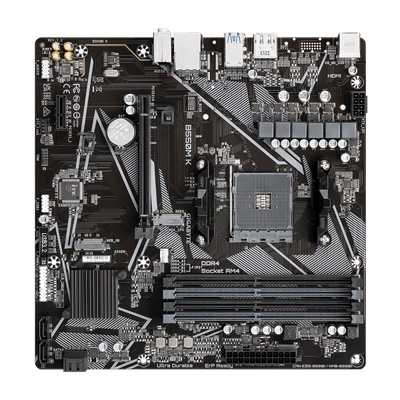 Gigabyte B550M K - 1.0 - scheda madre - micro ATX - Socket AM4 - chipset AMD B550 - USB 3.2 Gen 1 - Gigabit LAN - grafica integrata (CPU richiesta)