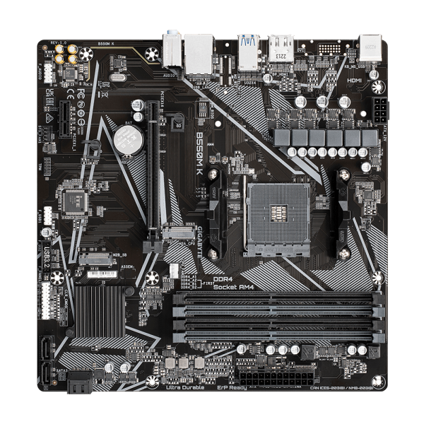 Gigabyte B550M K - 1.0 - scheda madre - micro ATX - Socket AM4 - chipset AMD B550 - USB 3.2 Gen 1 - Gigabit LAN - grafica integrata (CPU richiesta)