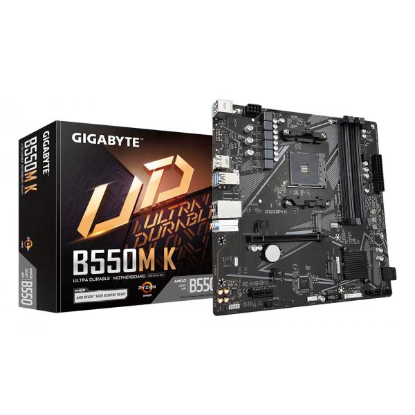 Gigabyte B550M K - 1.0 - scheda madre - micro ATX - Socket AM4 - chipset AMD B550 - USB 3.2 Gen 1 - Gigabit LAN - grafica integrata (CPU richiesta)