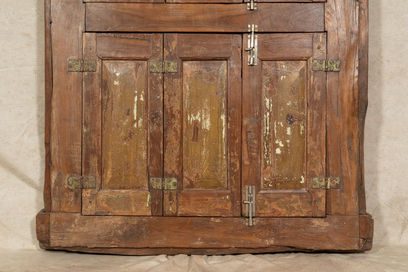 Biscottini Finestra finestrina grata porta in legno massello e in ferro antica e vecchia con telaio da interno o da esterno