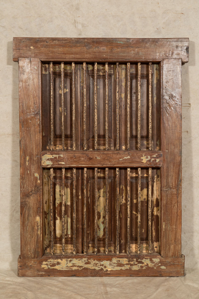 Biscottini Finestra finestrina grata porta in legno massello e in ferro antica e vecchia con telaio da interno o da esterno