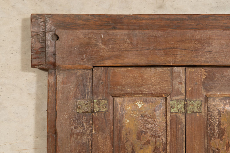 Biscottini Finestra finestrina grata porta in legno massello e in ferro antica e vecchia con telaio da interno o da esterno