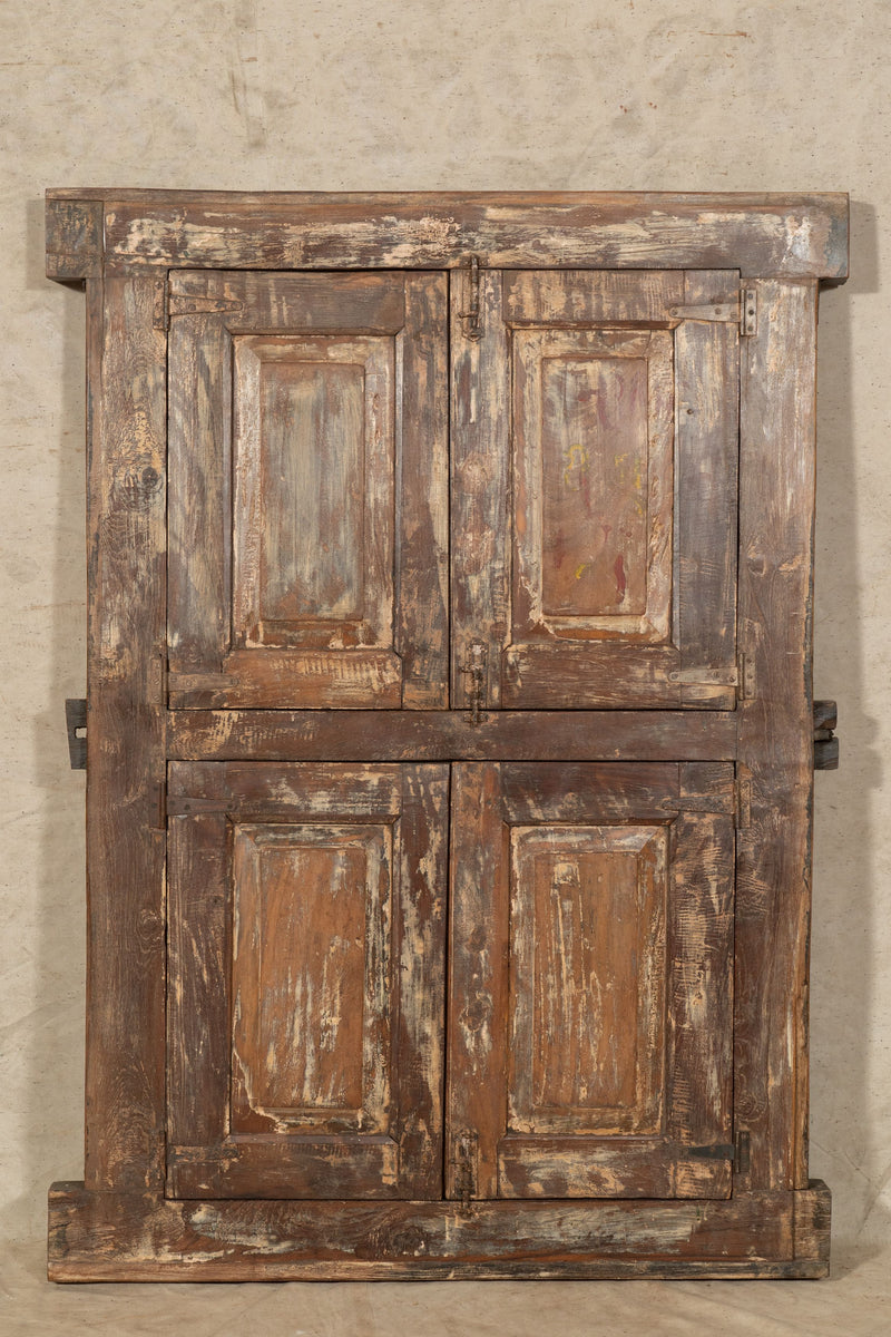 Biscottini Finestra finestrina grata porta in legno massello e in ferro antica e vecchia con telaio da interno o da esterno
