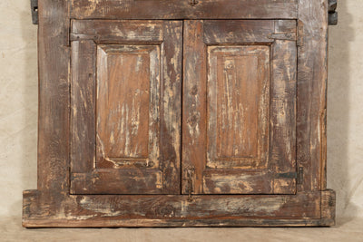 Biscottini Finestra finestrina grata porta in legno massello e in ferro antica e vecchia con telaio da interno o da esterno