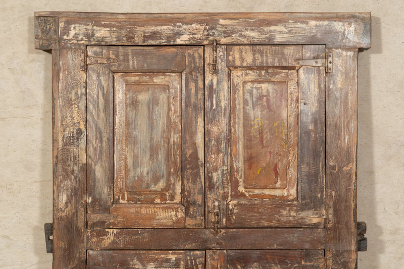 Biscottini Finestra finestrina grata porta in legno massello e in ferro antica e vecchia con telaio da interno o da esterno