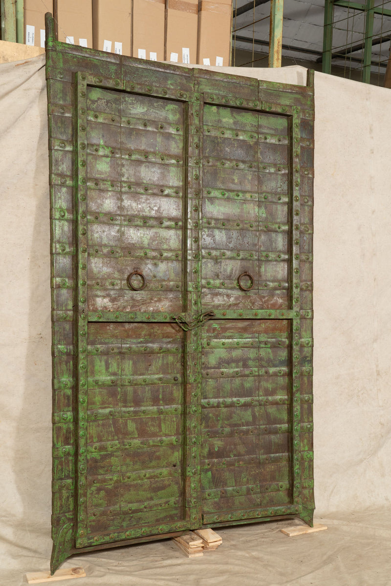 Biscottini Porta portone in legno massello e ferro da interno o da esterno vecchia e antica medievale scorrevole