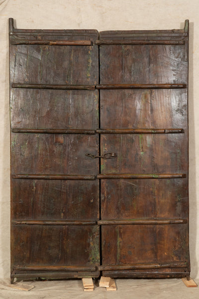 Biscottini Porta portone in legno massello e ferro da interno o da esterno vecchia e antica medievale scorrevole