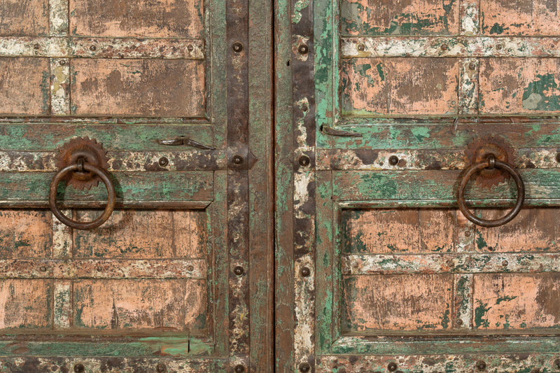 Biscottini Porta portone in legno massello e ferro da interno o da esterno vecchia e antica medievale scorrevole