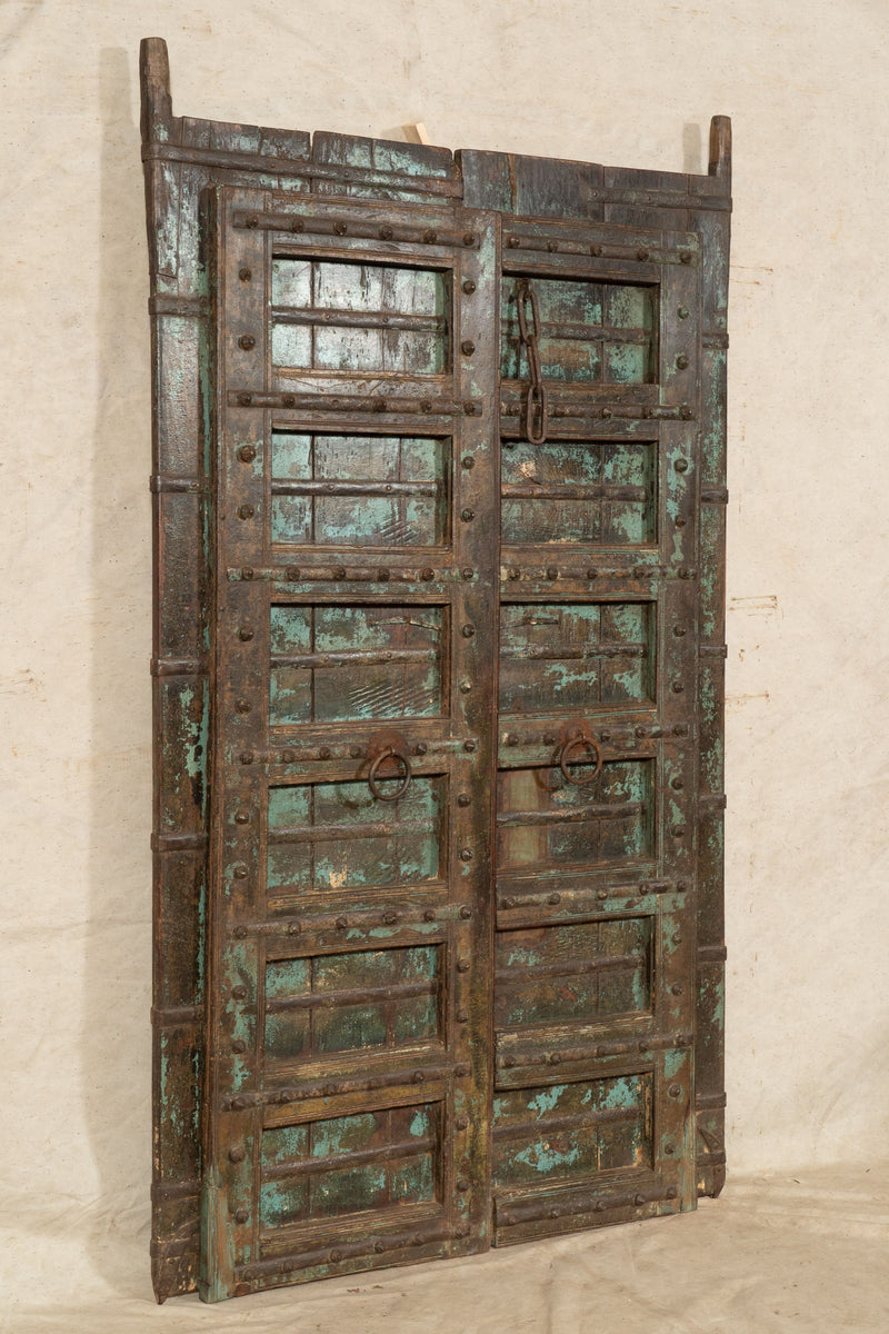 Biscottini Porta portone in legno massello e ferro da interno o da esterno vecchia e antica medievale scorrevole