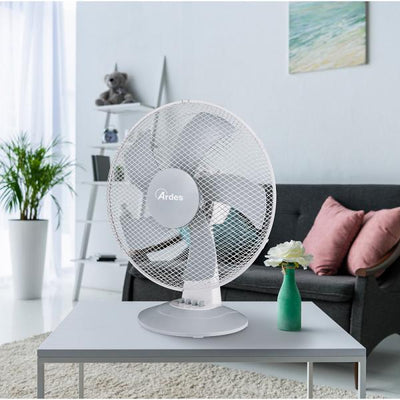 Ventilatore Da Tavolo Ardes Steelo 40w -  40 Cm - Griglia A Nido Dape - Oscillazione Laterale Automatica - 50w - 3 Velocit