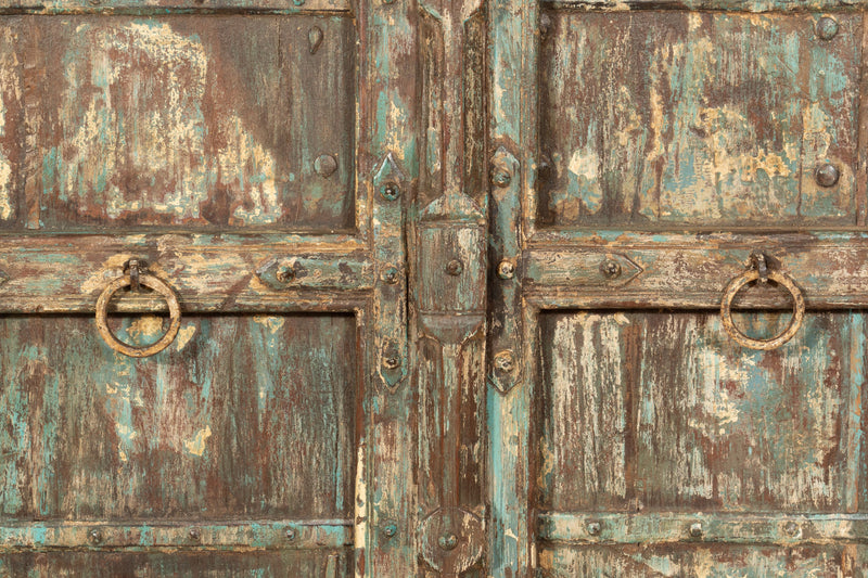 Biscottini Porta portone in legno massello e ferro da interno o da esterno vecchia e antica medievale scorrevole
