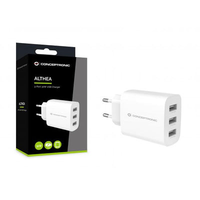 Caricabatterie per dispositivi mobili Universale AC - Ricarica rapida Interno - 30W con 3P USB-A - Bianco