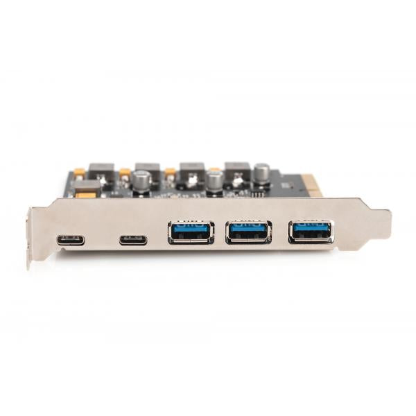 Digitus Scheda PCIe 2 USB-C + 3 USB A (PCIE CARD 2X USB-C + 3X USB A - 5X SUPERSPEED 10GBPS)