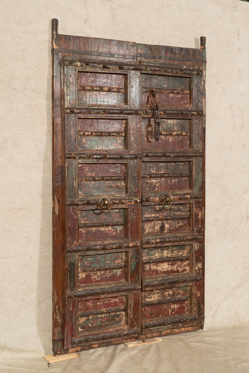 Biscottini Porta portone in legno massello e ferro da interno o da esterno vecchia e antica medievale scorrevole