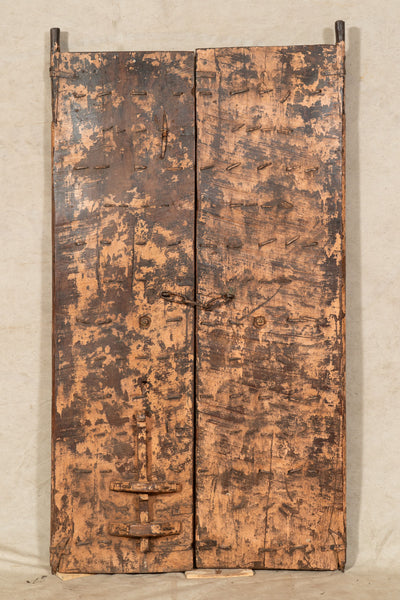 Biscottini Porta portone in legno massello e ferro da interno o da esterno vecchia e antica medievale scorrevole