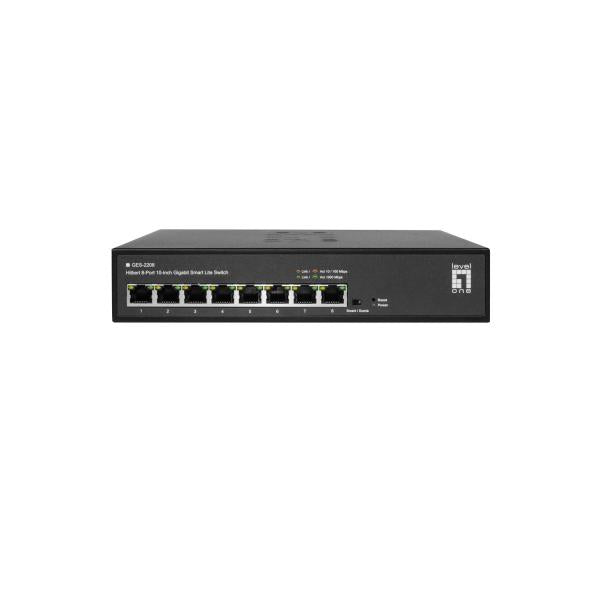 Livello Uno Hilbert 10? Switch Gigabit Smart Lite a 8 porte, 8 x Gigabit RJ45 (10/100/1000), gestito, L2, Gigabit Ethernet (10/100/1000), full duplex, installazione in rack