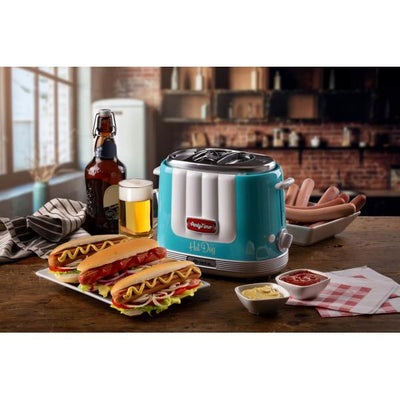 ARIETE HOT DOG MAKER (PARTY TIME) (CELESTE) (0206/01) - CUOCI WURSTEL - SCALDA PANINI - 5 LIVELLI DI COTTURA - 650W