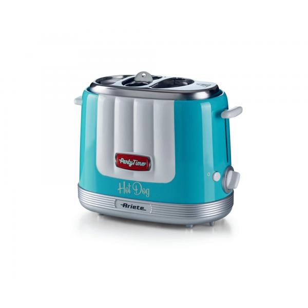 ARIETE HOT DOG MAKER (PARTY TIME) (CELESTE) (0206/01) - CUOCI WURSTEL - SCALDA PANINI - 5 LIVELLI DI COTTURA - 650W